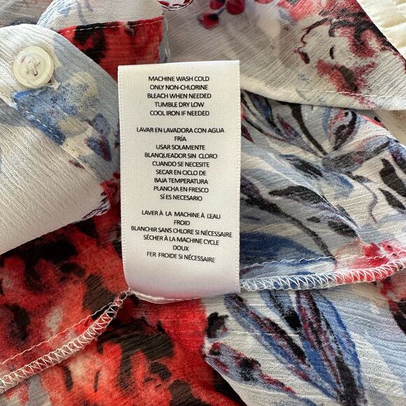 Kut From the Kloth Sheer Lightweight Long Sleeve Button Front Floral Top Small - Picture 5 of 5